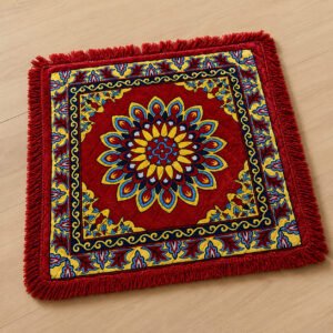 Big Size Puja Asan – Premium Decorative Prayer Mat for Mandir & Religious Ceremonies