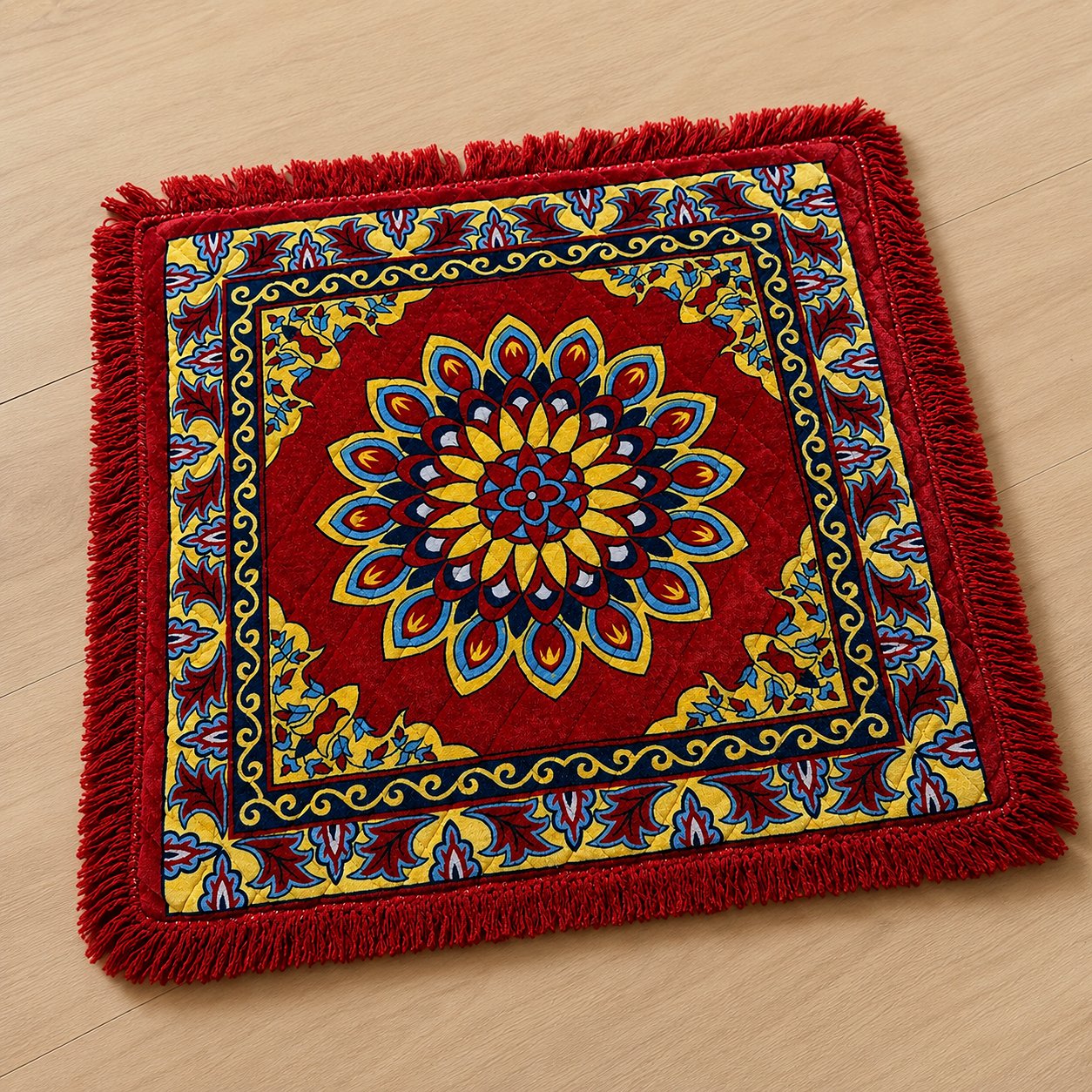 Big Size Puja Asan – Premium Decorative Prayer Mat for Mandir & Religious Ceremonies