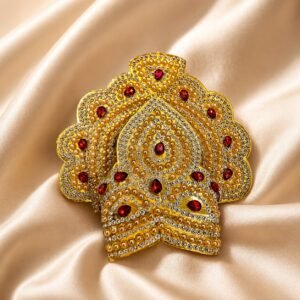 Golden Shringar Mata Rani Mukut with Pearl & Ruby Stone Work