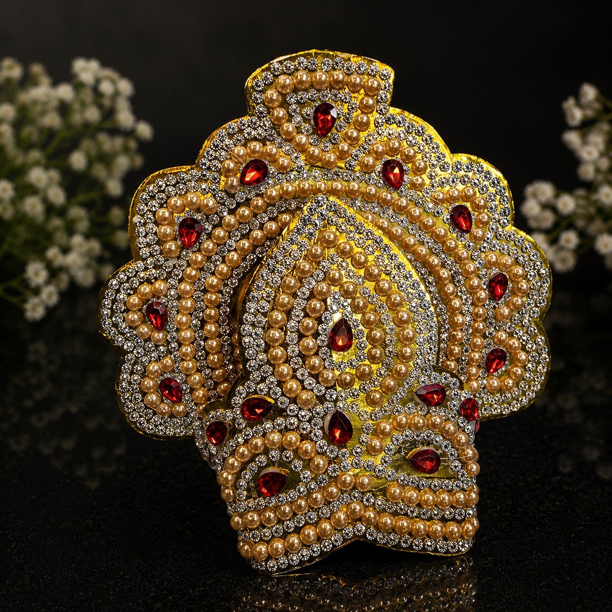 Premium Handcrafted Mata Rani Mukut with Pearl & Stone Work